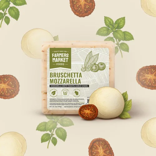 Vista 3 de Juego de regalos de queso de Wisconsin, sin gluten, keto, paleo, bajo en sodio, sin azúcar, de Farmers Market, 1 paquete, Bruschetta Mozzarella