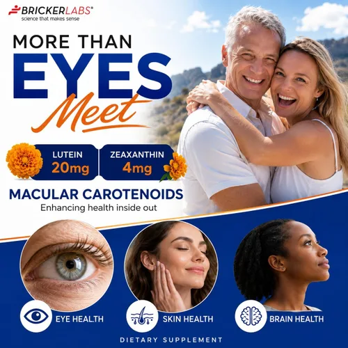 Vista 3 de Bricker Labs Suplemento ocular de luteína natural + zeaxantina – Apoya la salud de los ojos, el cerebro y la piel con carotenoides maculares