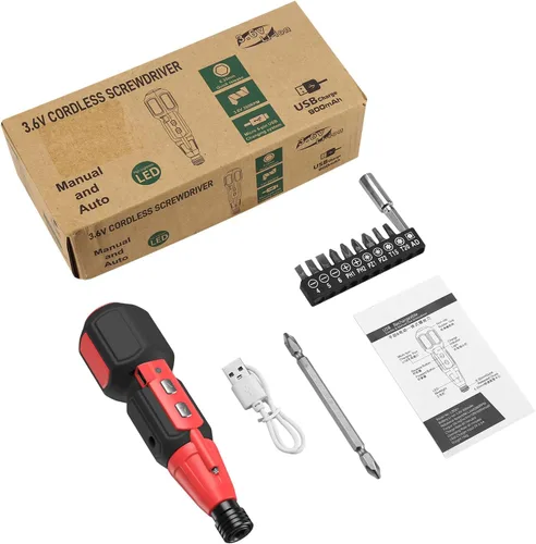 Vista 9 de LOFICOPER Kit de destornillador eléctrico inalámbrico, destornillador eléctrico recargable, mini destornillador eléctrico con 10 puntas, soporte
