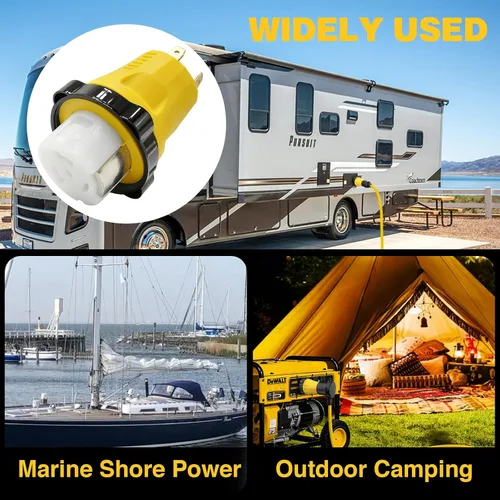 Vista 4 de Adaptador de camping RV de 30A a 50A con conector de bloqueo giratorio