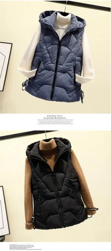 Vista 2 de Chaleco desmontable con cremallera para mujer, primavera, otoño, invierno, moda, casual, para mujer, bonito, cálido, para mujer, ropa exterior