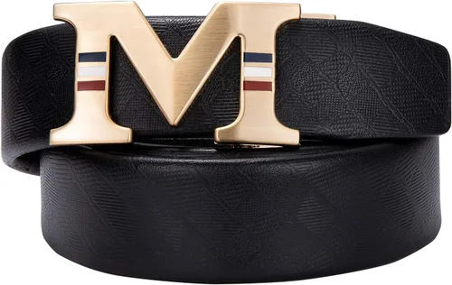 Vista 37 de Barry.Wang Cinturón de trinquete de cuero para hombre 1 3/8" hebilla A Oro Verde