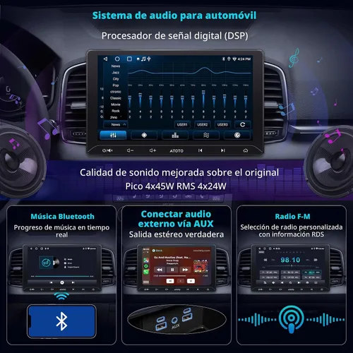 Vista 6 de A5L - Estéreo de coche doble DIN Android de 10 pulgadas con cámara de respaldo, CarPlay inalámbrico y Android Auto, navegación
