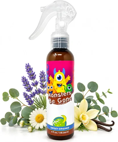 Vista 9 de Monsters Be Gone - Aerosol para el cuerpo y el lino, neutralizador de olores natural, no tóxico, ambientador de habitación para niños (polvo lácteo)