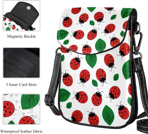 Vista 2 de Bolso cruzado pequeño de mariquita para teléfono celular