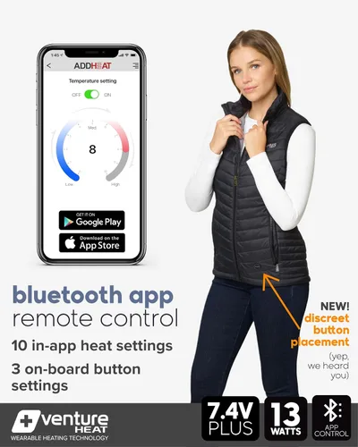Vista 2 de Venture Heat Women's Bluetooth Heated Vest with Battery Pack Included - App Control Insulated Puffer 7.4V