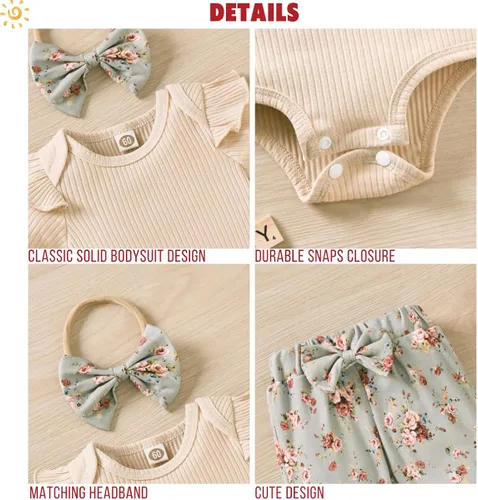 Vista 2 de Aalizzwell Conjunto de pantalones de canalé para bebés y niñas