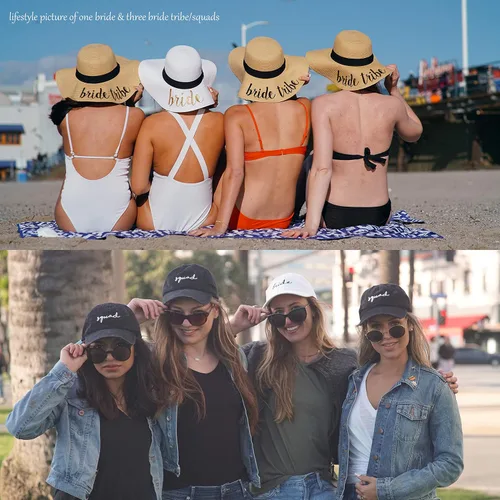 Vista 2 de Funky Junque Sombrero de sol de novia para mujer, sombrero de papá, gorra de béisbol para despedida de soltera