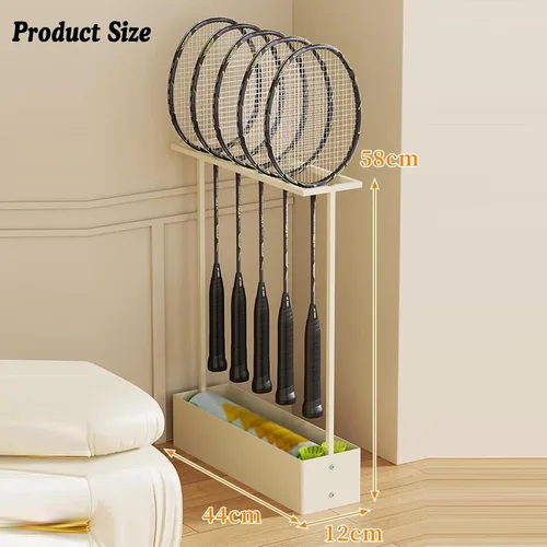 Vista 2 de Estante de almacenamiento para raquetas de tenis. Estante de exhibición de raqueta de bádminton negro/blanco. Soporte para raqueta de tenis.para