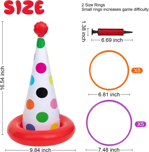 Vista 2 de Juego inflable de lanzamiento de anillos, juegos de fiesta de cumpleaños, juego de lanzamiento de anillos para niños y adultos, decoración de fiesta