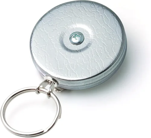 Vista 2 de KEY-BAK Llavero retráctil original con una parte delantera, clip de cinturón de acero y un anillo dividido