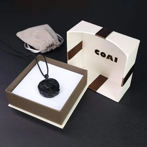 Vista 17 de COAI Collar de obsidiana negra de cuervo de joyería vikinga para hombre