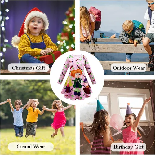 Vista 7 de CREATIE Vestido casual de manga larga para niñas 4-9 años