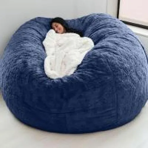 Vista 18 de DIOB Funda redonda para silla de puf, para adultos, adolescentes (relleno no incluido), silla de sofá gigante suave, cómoda silla de descanso