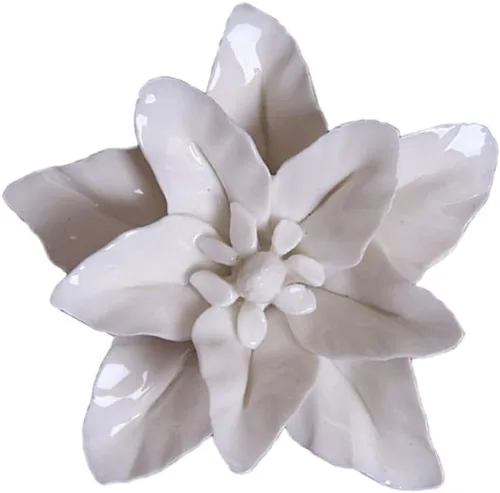 Vista 9 de VOSAREA Escultura artística de lirio de cerámica para colgar en la pared, decoración floral para sala de estar, dormitorio, oficina y jardín
