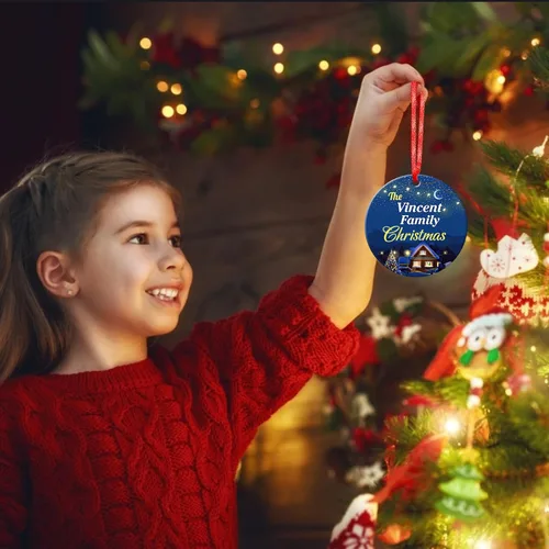 Vista 6 de Adornos de Navidad personalizados para la familia 2023, personaliza tus propios adornos de apellido para Navidad, decoración de árbol colgante