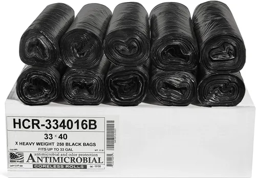 Vista 24 de Aluf Plastics Bolsas de basura de alta densidad, 10 galones, 4000 unidades, 6 micras (eq), 24 x 24 pulgadas, negras, para baño, oficina, industrial