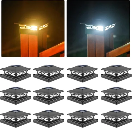 Vista 13 de VOLISUN - Faroles solares para poste: paquete de 2 luces para exteriores, para cubierta, con casquillo blanco, resistente al agua, 2 modos