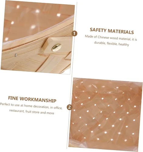 Vista 3 de Cesta tejida con asa Cestas de madera grandes de viruta de ratán Contenedor de almacenamiento Artículos para el hogar