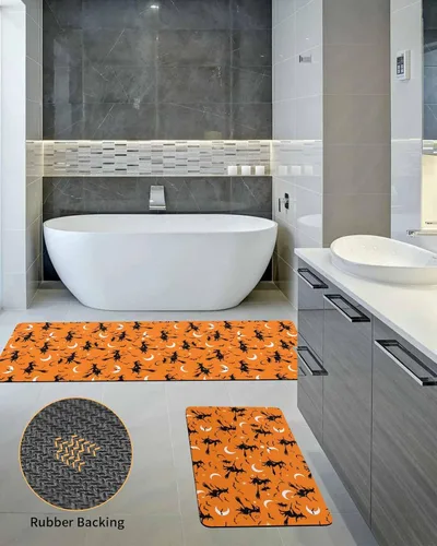 Vista 5 de Tapete de baño de Halloween para bañera, antideslizante, de secado rápido y absorbente, tierra de diatomeas, fregadero, dormitorio, cocina, lavable