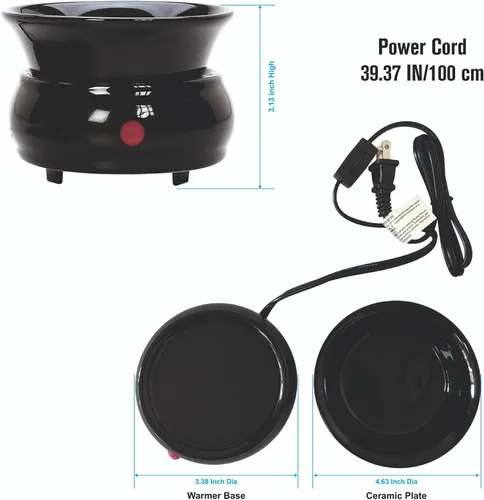 Vista 6 de Hosley - Calentador eléctrico de cerámica negra para cera de fragancia, líquido de potpurrí. Ideal para spa y aromaterapia. Usa cubos de cera