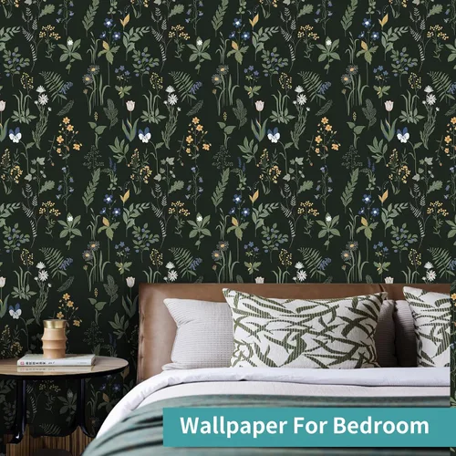 Vista 8 de Papel tapiz para despegar y pegar, papel tapiz floral bohemio de 17.5 x 78.7 pulgadas para dormitorio y baño, fácil de despegar, apto para inquilinos