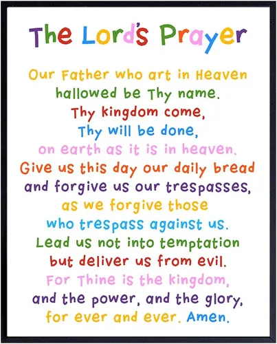Vista 10 de Arte de pared con texto en inglés "Lords Prayer Framed", decoración religiosa de las Escrituras para la iglesia, aula de escuela dominical