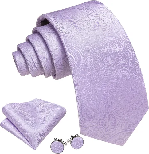 Vista 151 de Barry.Wang - Juego de corbata de seda para hombre, diseño de cachemira, pañuelo y gemelos de bolsillo