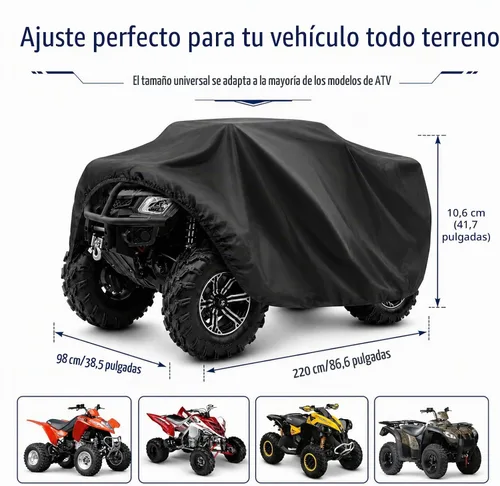 Vista 2 de ZOEDO - Funda impermeable para ATV, cubiertas resistentes al viento para quad, cubiertas para todo tipo de clima para vehículos de 4 ruedas, aptas
