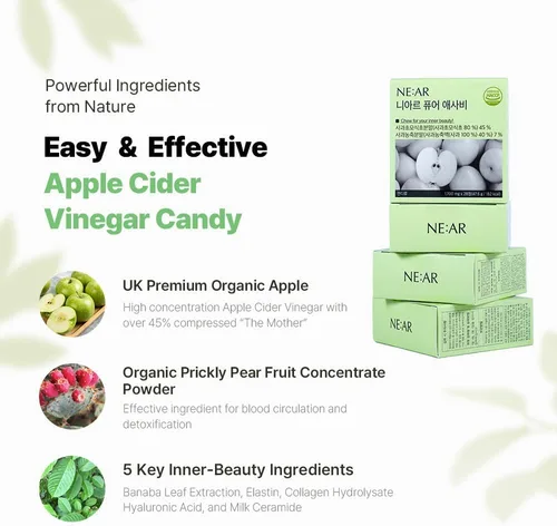 Vista 4 de NE:AR Daily Balance ACV Masticables – 1,530 mg de vinagre de sidra de manzana – 10 ingredientes sinérgicos y 10% de acidez total – K-Chewables