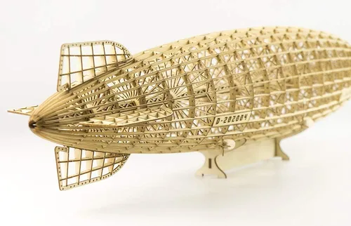 Vista 5 de Viloga DIY Hindenburg Airship 1:453 Kits de modelos de madera, 21.2 pulgadas de corte láser 3D modelo de dirigible de madera kit para construir