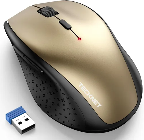 Vista 15 de TECKNET Mouse inalámbrico, mouse USB de 2.4 G con 6 niveles ajustables 3200 DPI, batería de 30 meses, empuñaduras ergonómicas, 6 botones portátiles
