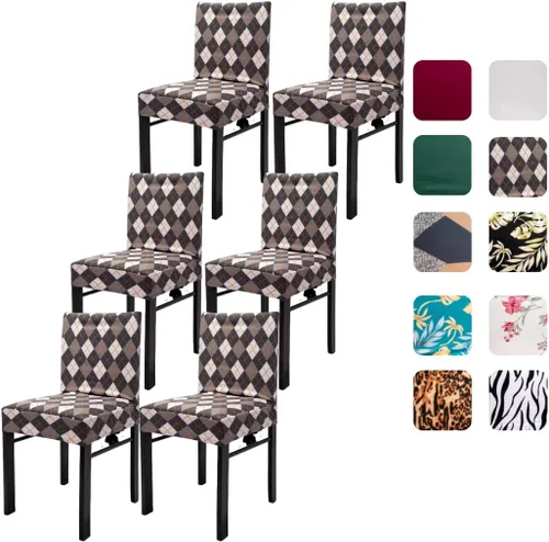 Vista 7 de Juego de 4 fundas para sillas de comedor, fundas elásticas de elastano para sillas, fundas protectoras para sillas Parsons, fundas extraíbles