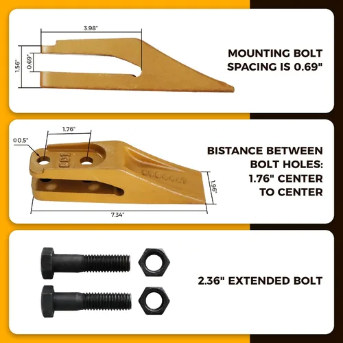 Vista 2 de 6684447 Dientes de Cubo de Trinchera, Dientes de Enganche para Minicargadora y Retroexcavadora con Perno y Tuercas Unitooth/con Perno y Tuercas - 1