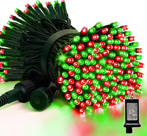 Vista 21 de Cadena de luces decorativas navideñas de 33 pies, 100 luces LED de alambre verde, luces de hadas estrelladas enchufables, 16 modos de iluminación