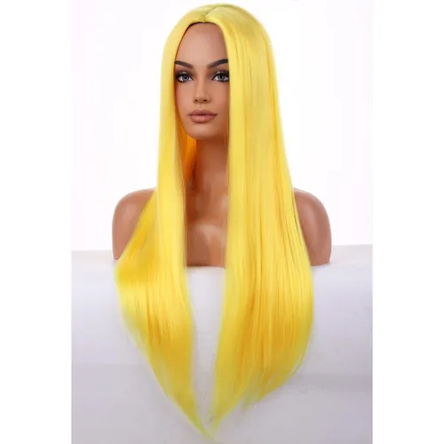 Vista 7 de Beron Peluca de pelo largo recto de 20" para disfraz de cosplay con gorro de peluca (naranja oscuro)