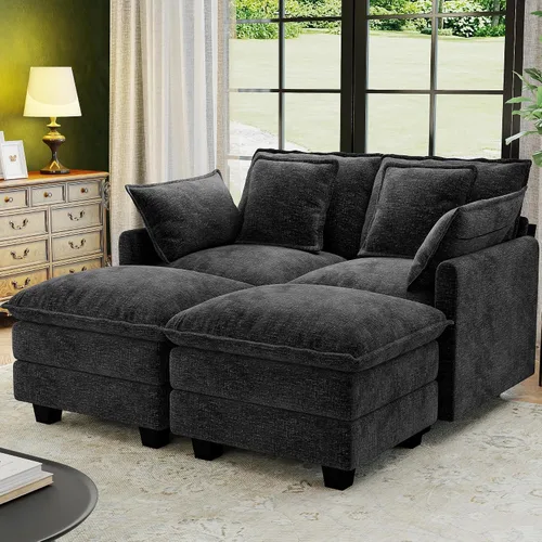 Vista 26 de Seccional Cloud Couch de 107", Sofá Seccional Modular en Forma de U, Sofá de Asiento Profundo de 4 Asientos con 6 Almohadas Extraíbles Lavables y 2