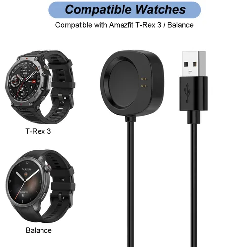 Vista 2 de Cargador para Amazfit Watch Balance 2/T-Rex 3 Pro/Helio Strap/Active 3/Active Max, cable de carga USB de repuesto para reloj inteligente Amazfit