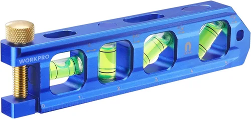 Vista 10 de WORKPRO Nivel de flexión del conducto, nivel magnético de torpedo pequeño, frasco de burbujas para medición de 90°, construcción de aleación