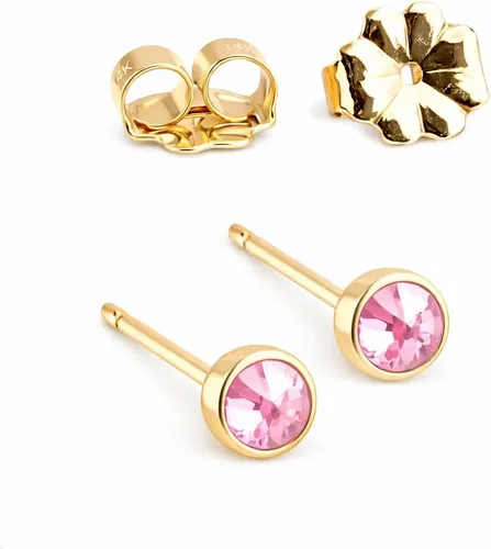 Vista 17 de Juego de aretes pequeños de oro con bisel, bola para cartílago, tragus, hélice, múltiples joyas hipoalergénicas de piedra natal para mujer