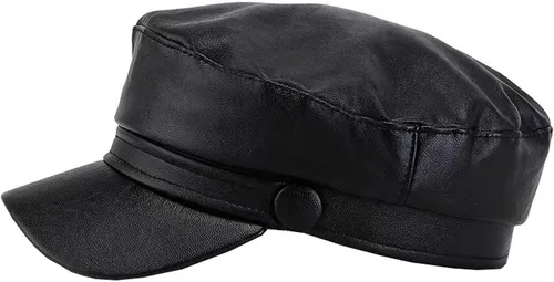 Vista 2 de Brcus Gorra de boina con punta de marinero para mujer de Yate de PU Newsboy Cabbie Baker Boy