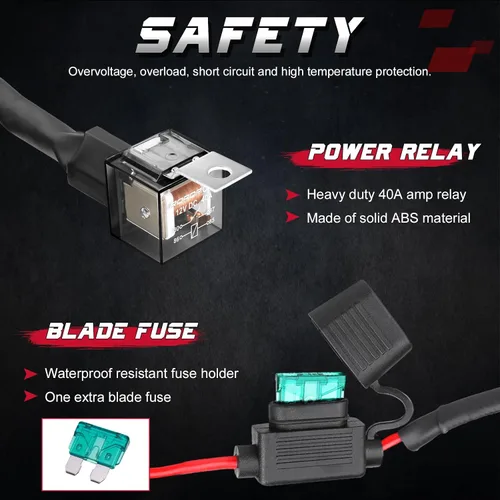 Vista 4 de OFFROADTOWN - Arnés de cableado, kit de arnés de cableado de 1 cable resistente para luces antiniebla, barra de luz de trabajo LED, vainas LED de 12