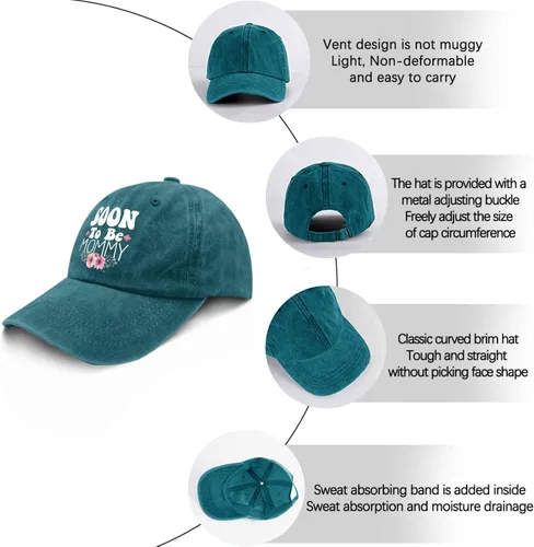 Vista 6 de devor Cap Soon to be Mommy - Gorra de béisbol para mujer, diseño gráfico de mezclilla para papá, ajustable