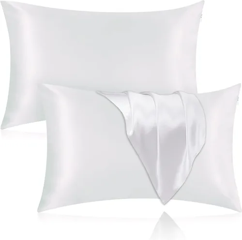 Vista 9 de Funda de almohada de seda para cabello y piel, paquete de 2 fundas de almohada 100% seda de morera 25 momme, 600 hilos, fundas de almohada de seda