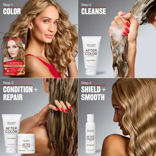Vista 9 de Revlon ColorSilk con Complejo de Reparación de Enlaces, Tinte Permanente para el Cabello Marrón, 100% Cobertura de las Canas, Tinte para el Cabello