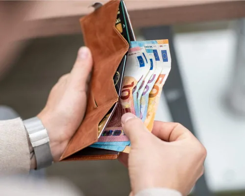 Vista 8 de EXENTRI Multiwallet con clip de bloqueo de acero inoxidable y bolsillo para monedas