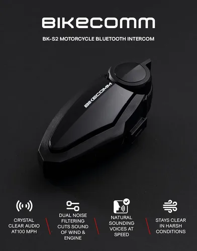 Vista 2 de BIKECOMM BK-S2 Intercomunicador de auriculares Bluetooth para motocicleta, altavoces inalámbricos de alcance de 3,937.0 ft, sistema de comunicación