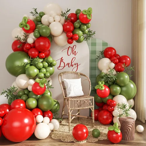 Vista 20 de Kit de arco de globos verde salvia azul pastel, 124 piezas de globos macarón amarillo blanco verde para decoraciones de cumpleaños de ganso, género