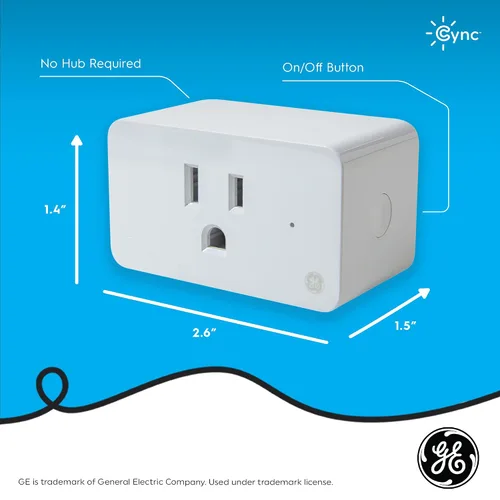 Vista 7 de GE Cync Enchufe inteligente interior, control de tomacorriente inteligente, enchufe de salida WiFi, compatible con Matter, funciona con Alexa