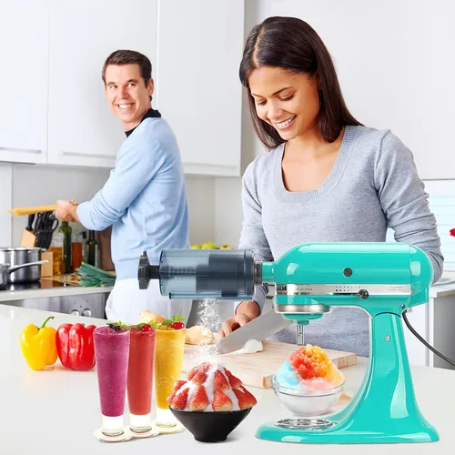 Vista 6 de Accesorio de hielo de afeitar para batidora de pie KitchenAid, con 8 moldes para batidoras de pie KitchenAid, accesorio de afeitadora de hielo
